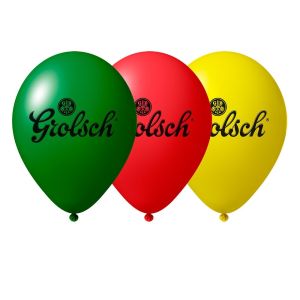 Grolsch ballonnen groen, rood en geel met logo 50 stuks