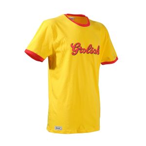 Grolsch t-shirt geel met nostalgisch logo in het rood