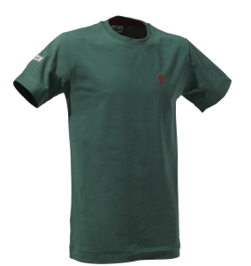 Grolsch T-shirt in groen met label op mouw en rood G logo op borst